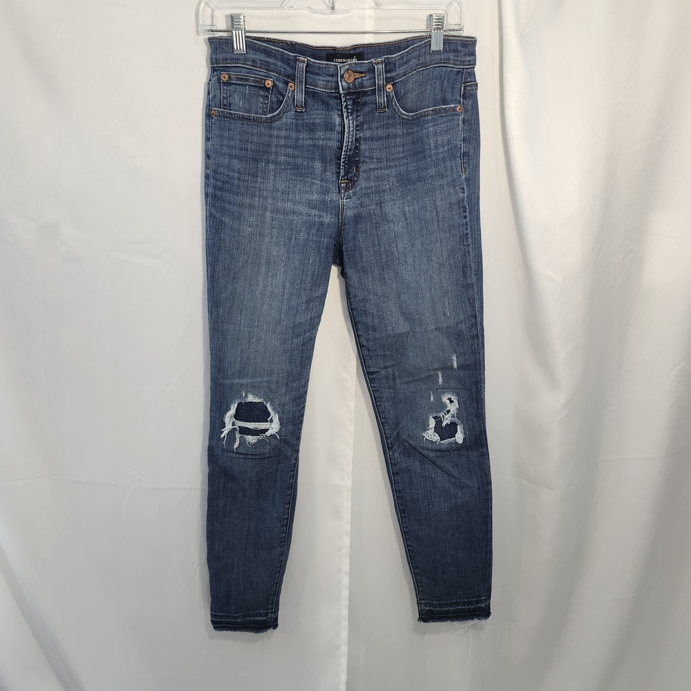 J. Crew Women's Blue Distressed Skinny Jeans